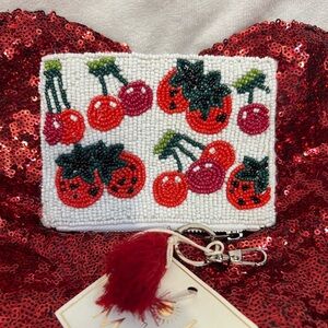 🍓🍒SOL AND MER CHERRY & STRAWBERRY BEADED COIN PURSE🍒🍓NWT